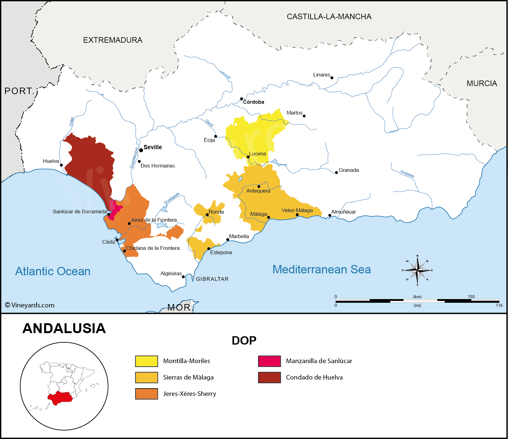 Andalusia Map Of Vineyards Wine Regions