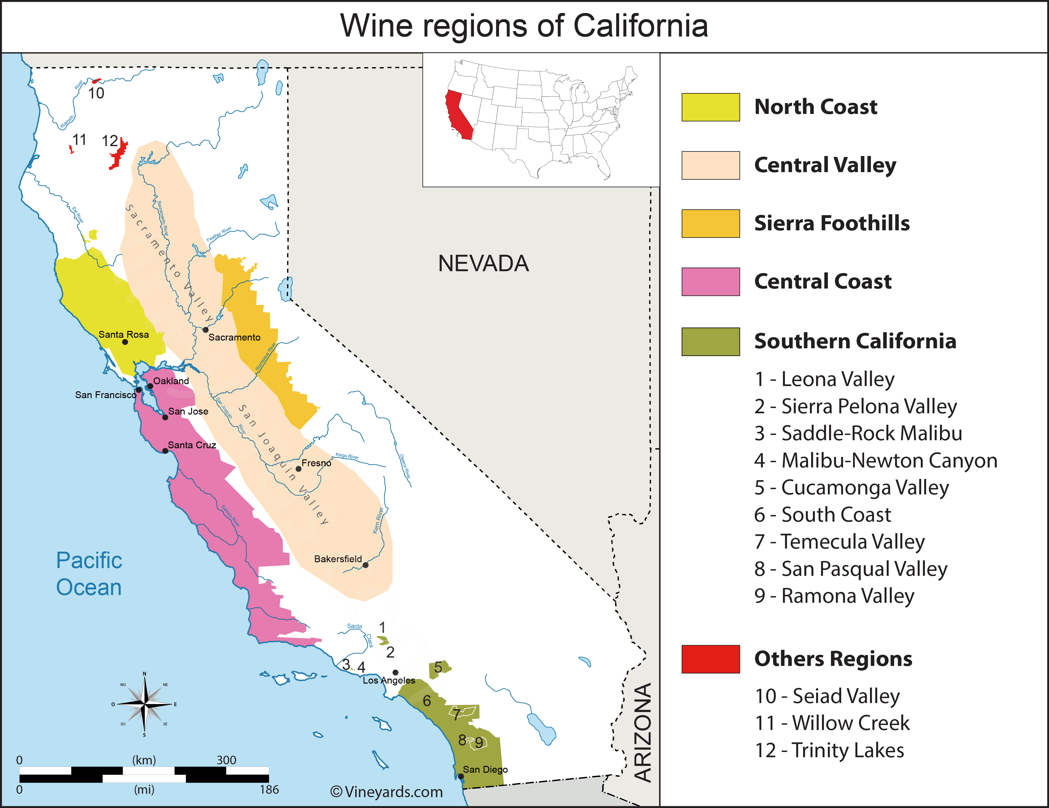 Regions Of California Map - Willy Julietta