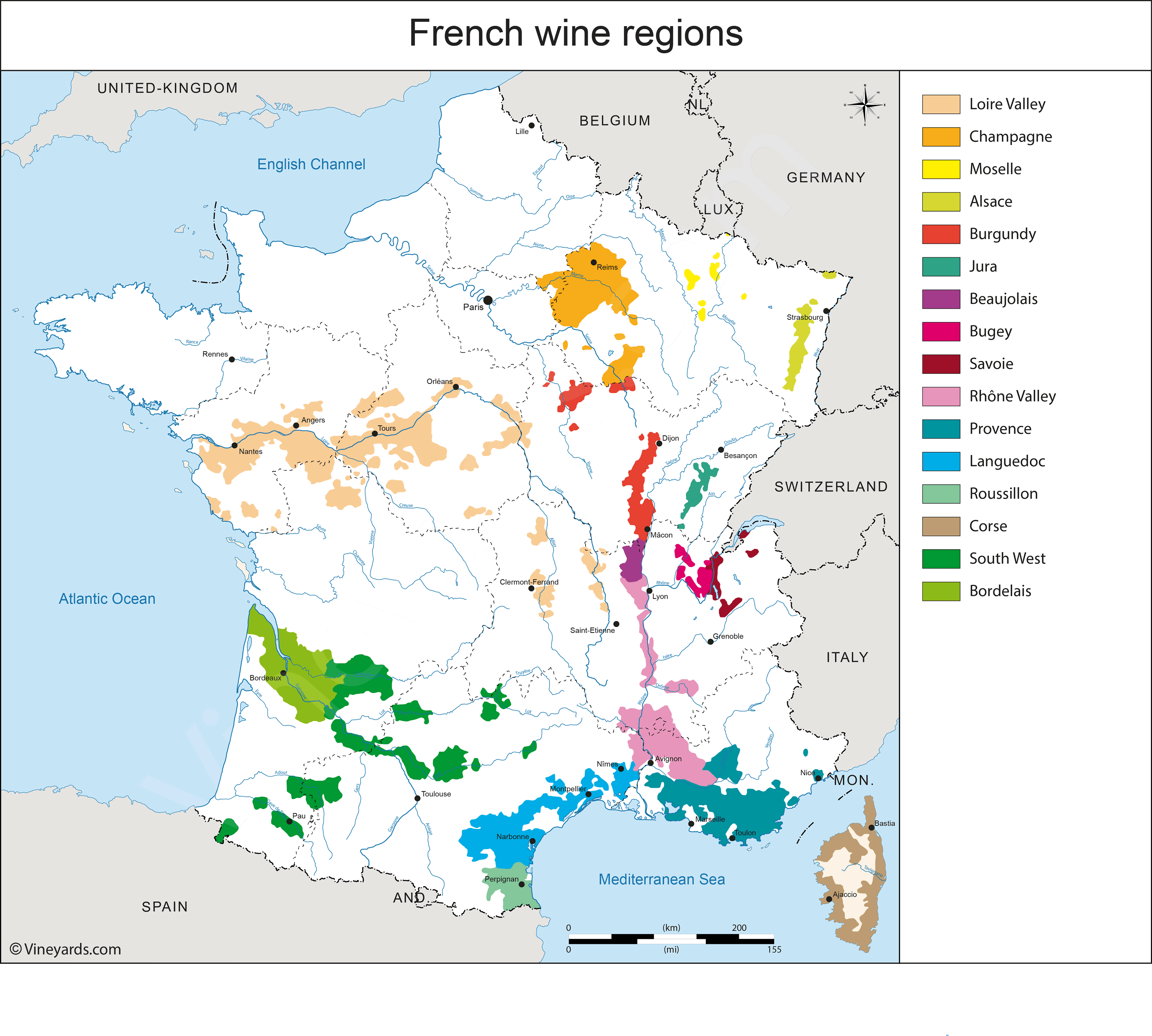 map of france wine growing regions France Map Of Vineyards Wine Regions map of france wine growing regions