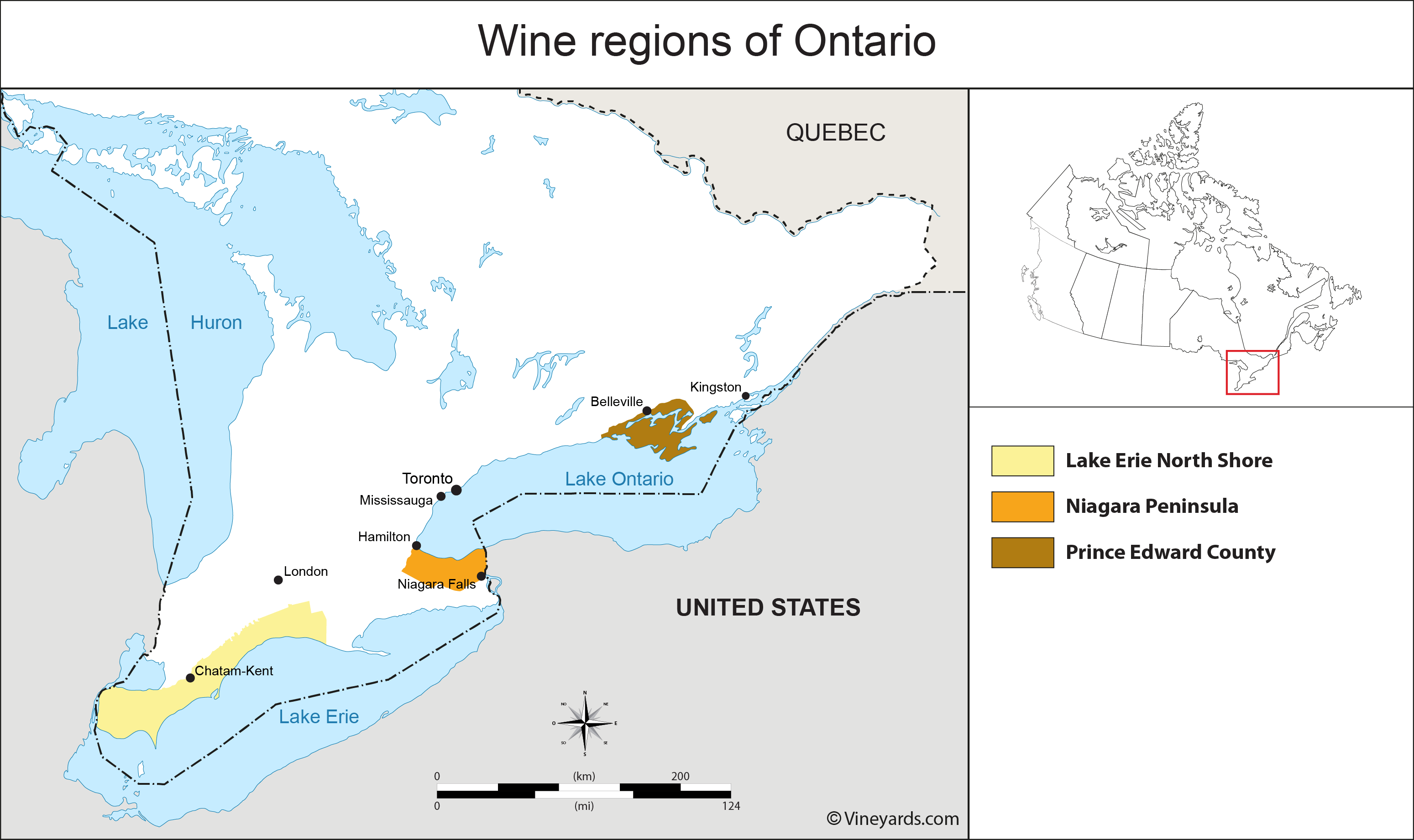 Canada Map of Vineyards Wine Regions