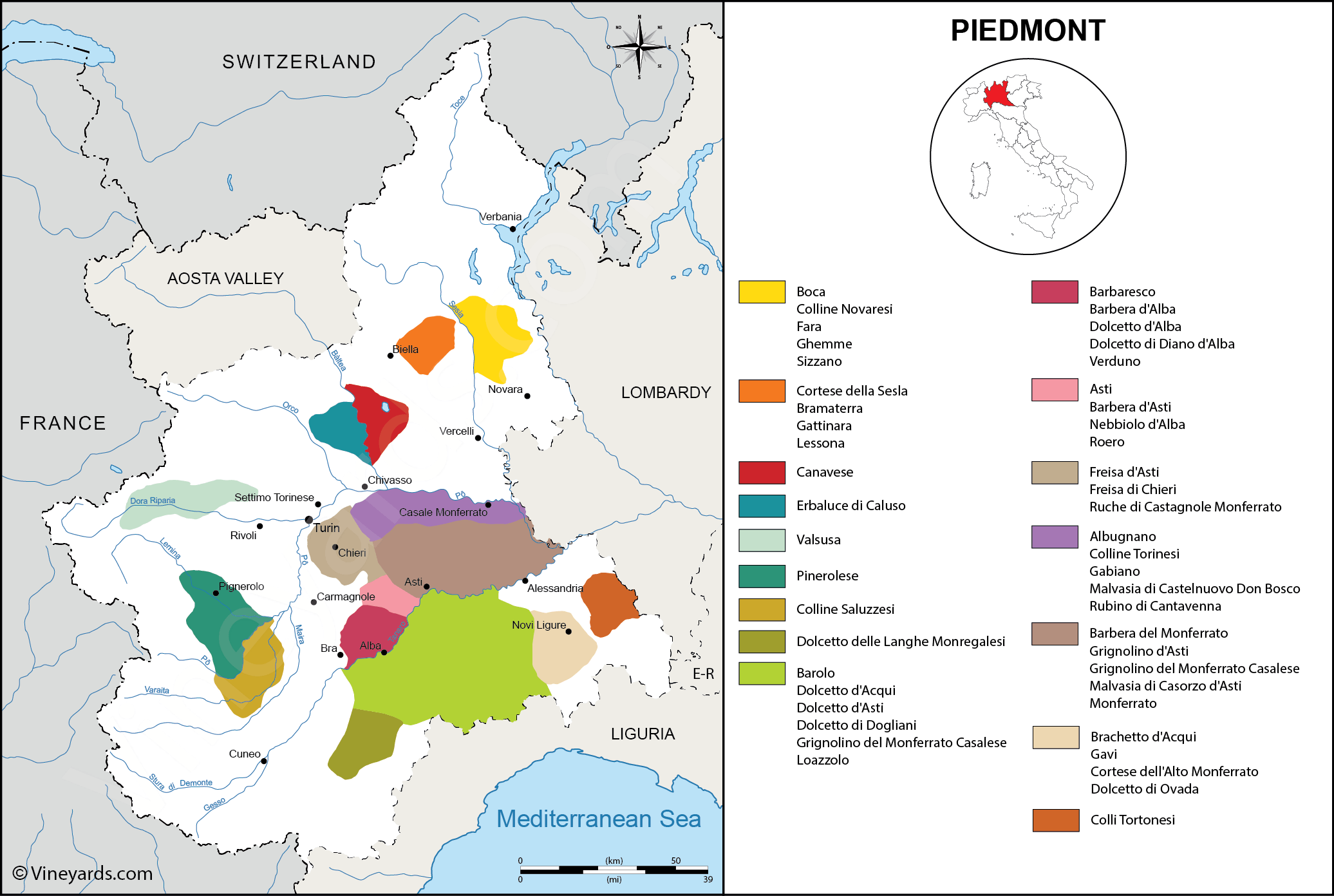 Map Of Piedmont Italy Wine Regions - Jobie Lynelle