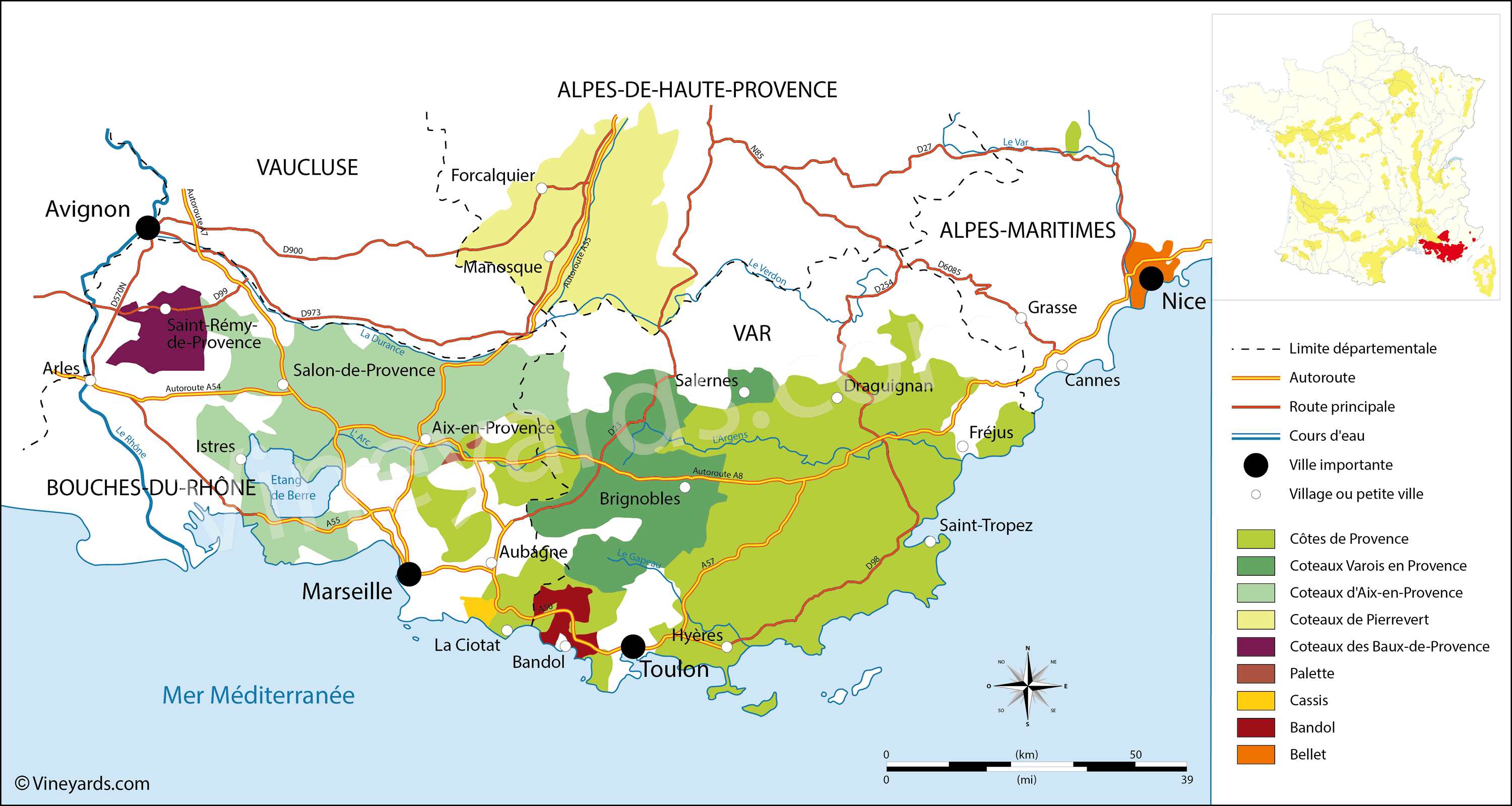 France Map of Vineyards Wine Regions