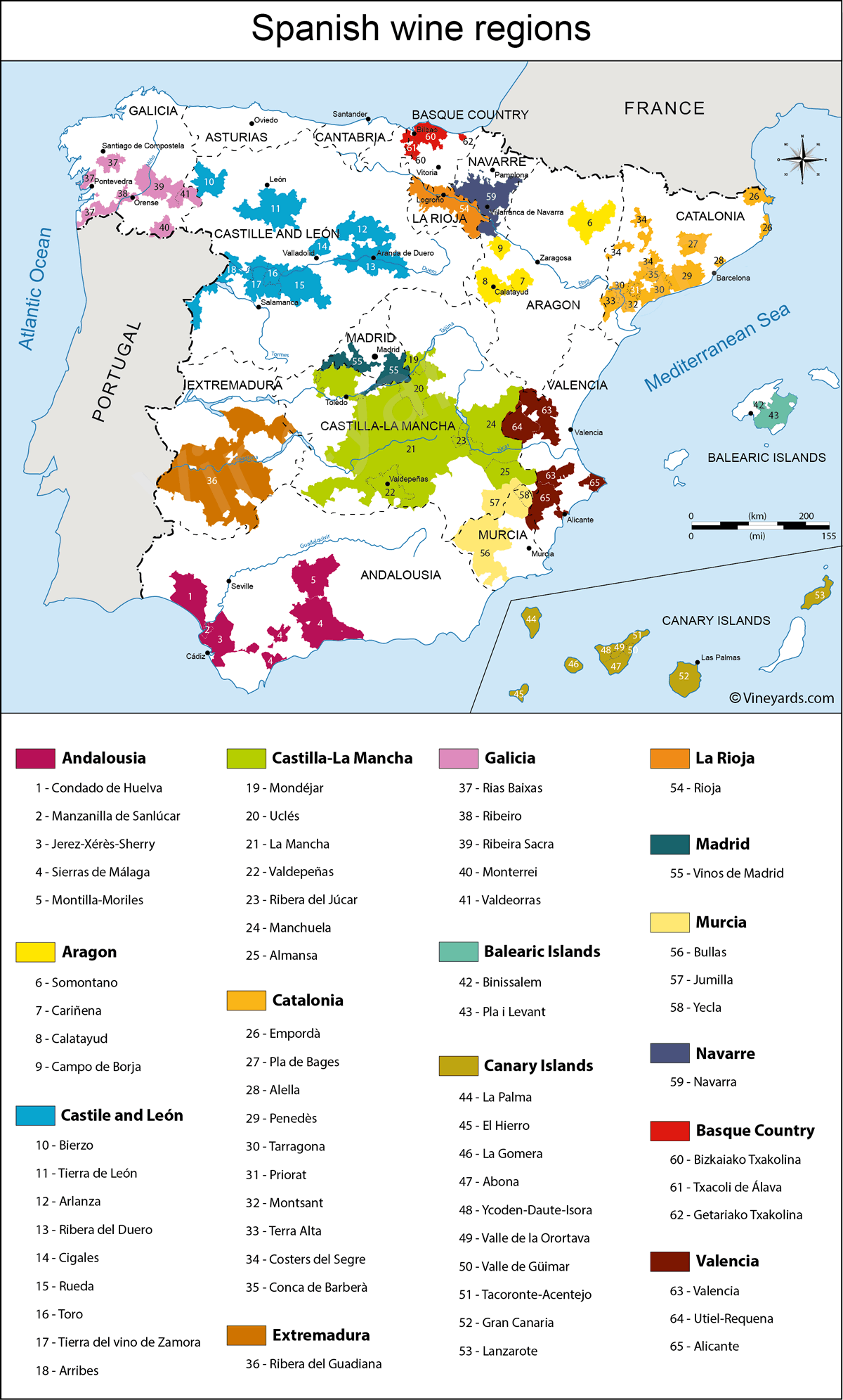 Spain Map Of Vineyards Wine Regions