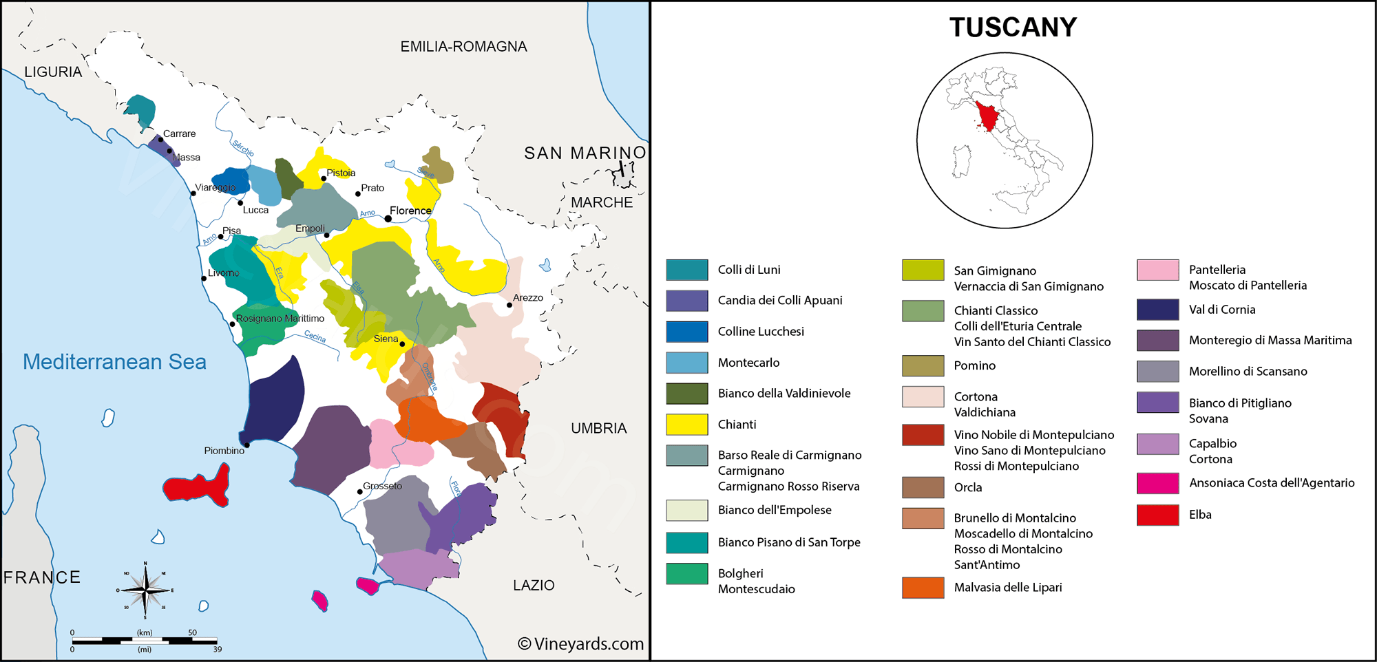 Italy Map Of Vineyards Wine Regions